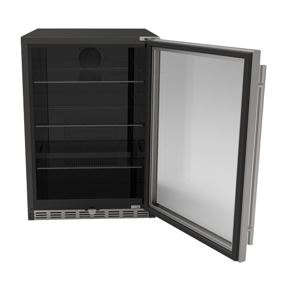TrueFlame 24" 5.1c Outdoor Rated Fridge w/ Glass Door and Glass Shelves - AMD-RFR-24G