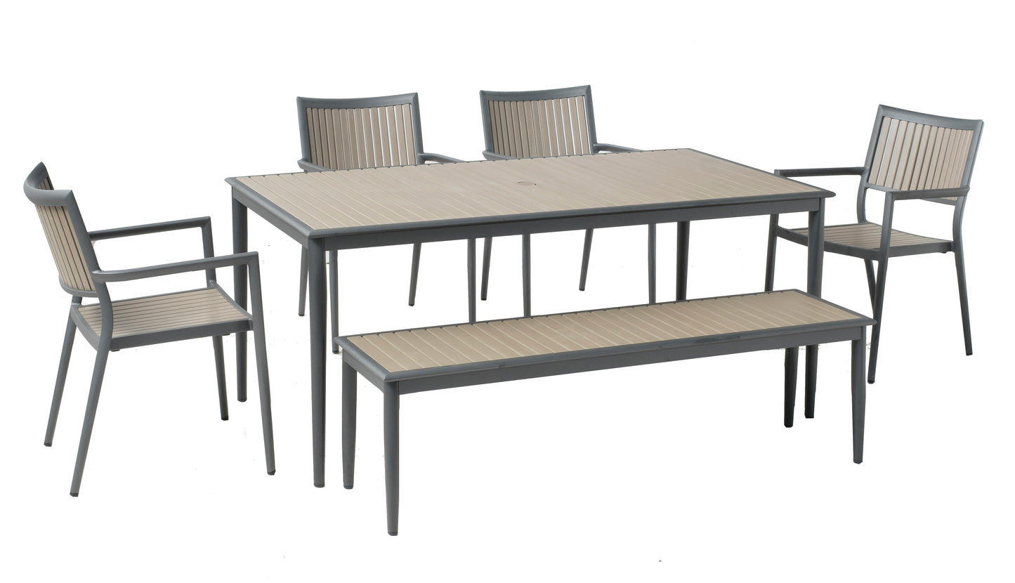 Alfresco Home Genevieve Aluminum & Polywood Stackable Dining Arm Chair - SET of 4 - 300-2001