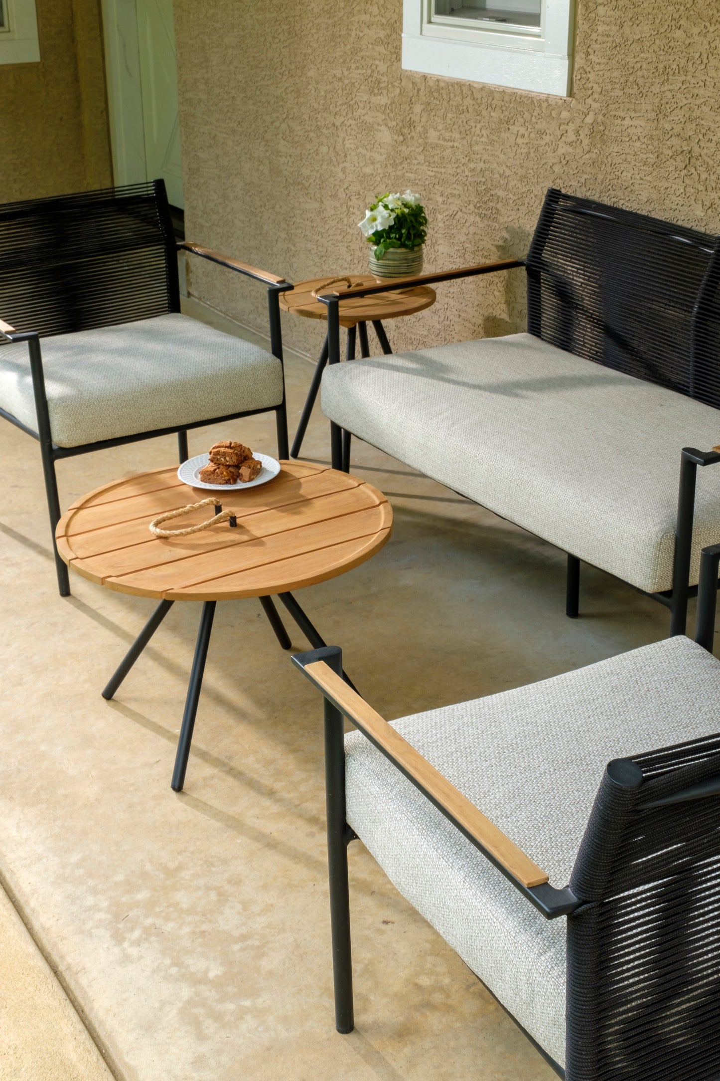 Alfresco Home Elle Belt Teak Top Coffee Tables (Set of 2) - 40-70001183