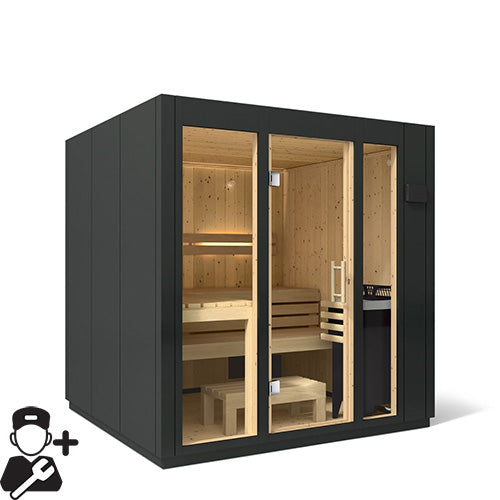 Kohler C1 Graphite Grey Indoor Sauna Kit, Up to 5 Persons