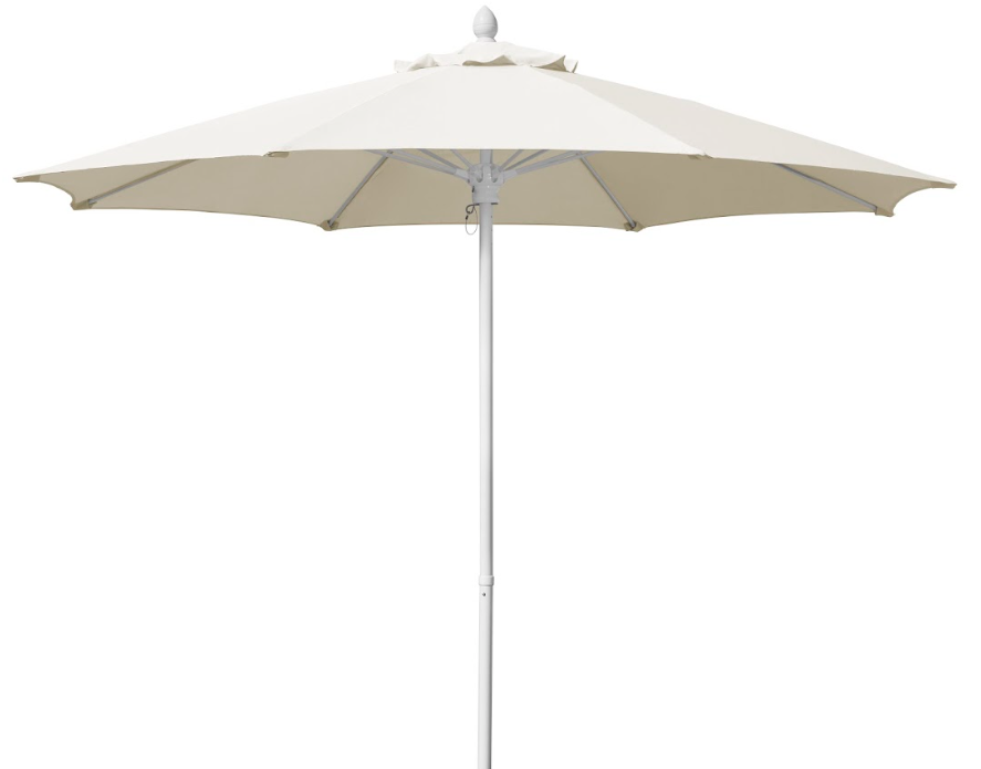 FiberBuilt Patio Umbrella with Push Up & Pin Lift, 7.5 Foot Navy Blue Canopy and White Pole - 7HPUW-Navy Blue