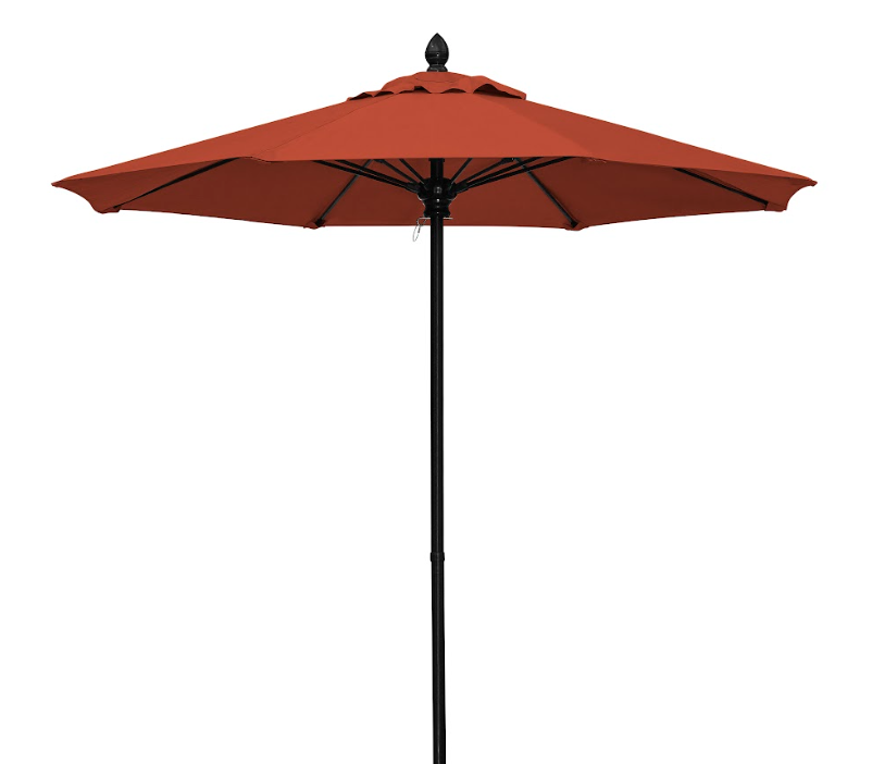FiberBuilt Market Umbrella with Push Up & Pin Lift, 7.5 Foot Pacific Blue Marine Grade Canopy and Black Pole - 7MPUK-8602