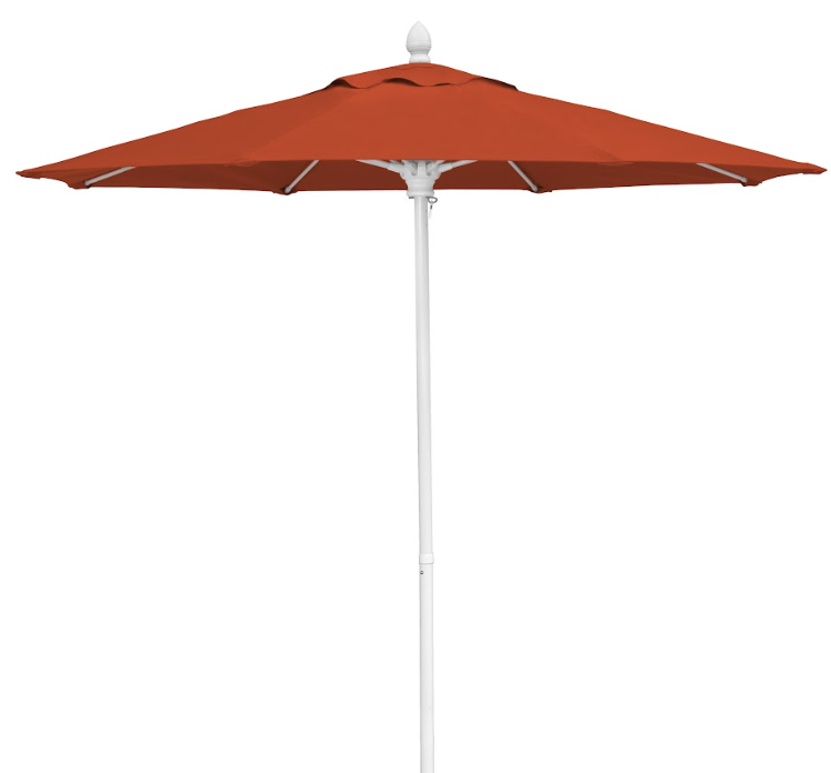 FiberBuilt Market Umbrella with Push Up & Pin Lift, 9 Foot Natural White Marine Grade Canopy and White Pole - 9MPUW-8605