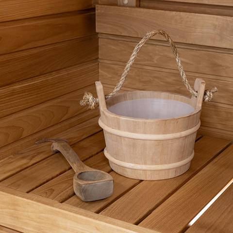 Prosaunas Wood Sauna Bucket with Rope Handle, 4-Liter