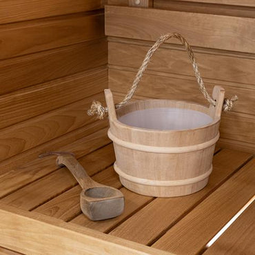 PROSAUNAS Wood Sauna Bucket with Rope Handle, 4-Liter