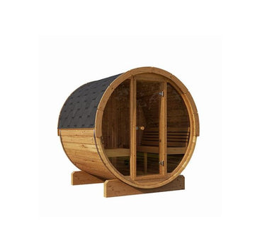 SaunaLife Model E8G ERGO Series Sauna Barrel with Glass Front, 6 Persons
