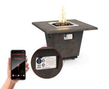 American Fyre Designs Natural Gas-Fueled Cosmo Square Firetable in Dark Basalt Finish w/ Fyrestarter Bluetooth Control - 640-DB-11-H2NC