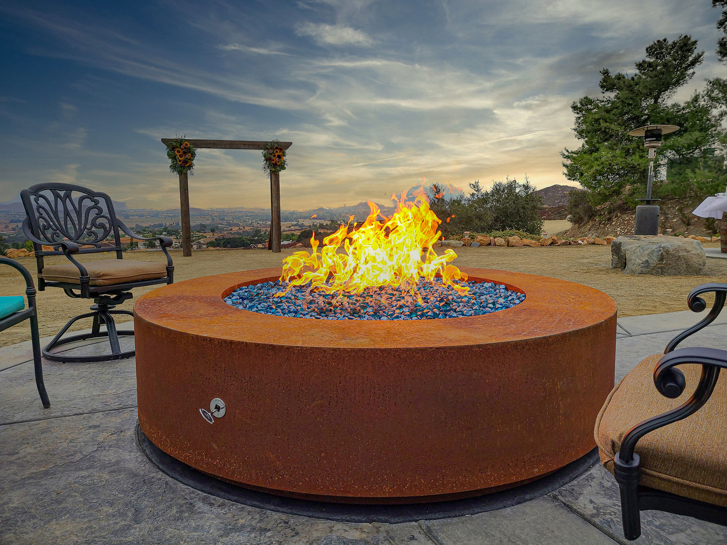 The Outdoor Plus 48-Inch x 18-Inch, Liquid Propane Fueled, Corten Steel Unity Fire Pit - OPT-RCRTN4818-LP