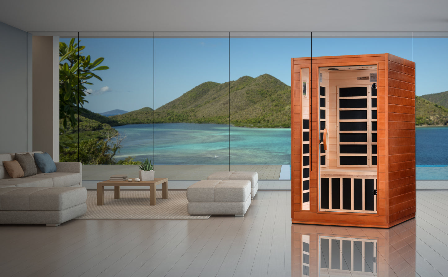 Golden Designs Saunas Dynamic Cordoba 2-person Low EMF (Between 5-10MG) FAR Infrared Sauna (Canadian Hemlock)-DYN-6203-01