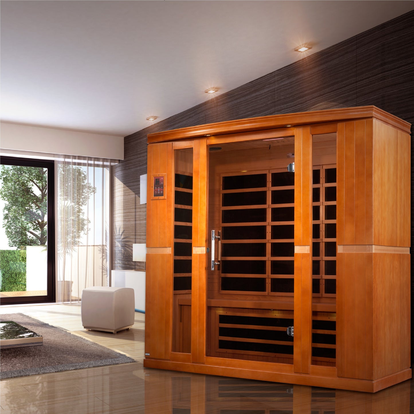 Golden Designs Saunas Dynamic Bergamo 4-person Low EMF (Between 5-10MG) FAR Infrared Sauna (Canadian Hemlock)-DYN-6440-01
