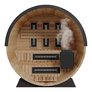 Finnmark FD-7 Thermo-Aspen Combination Barrel Sauna – 6x6 Outdoor Infrared & Traditional