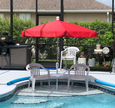 FiberBuilt Garden Umbrella with Crank Lift, 7.5 Foot Beige Canopy and Bright Aluminum Pole - 7GCRA-Beige