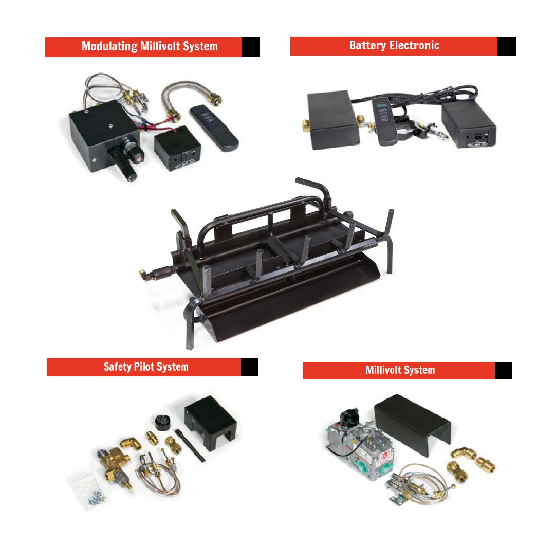 Grand Canyon Gas Logs Assembled Triple Burner System, 18" to 42"