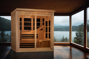 Golden Designs Saunas Dynamic 6-person Ultra Low EMF (Between 3-5MG) FAR Infrared Sauna (Canadian Hemlock)-DYN-6996-02 Elite