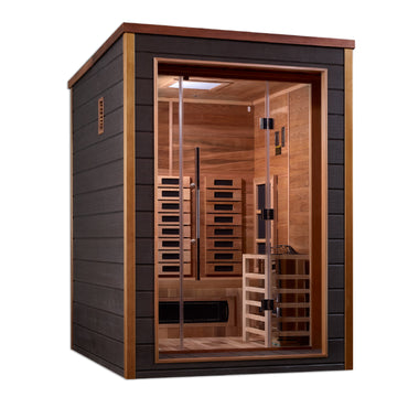 Golden Designs Nora 2 Person Hybrid (PureTech™ Full Spectrum IR or Traditional Stove) Outdoor Sauna