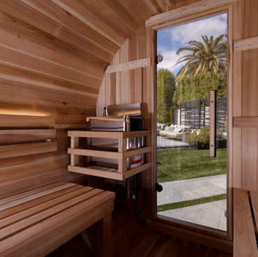 Golden Designs Saunas Golden Designs "Zurich" 4 Person Barrel with Bronze Privacy View - Traditional Sauna - Pacific Cedar -GDI-B024-01