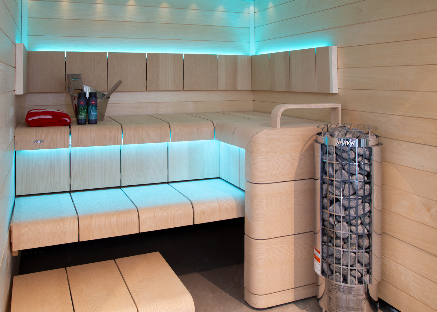 Harvia Cilindro Half Series 8kW Stainless Steel Sauna Heater at 240V 1PH with Built-In Time and Temperature Controls
