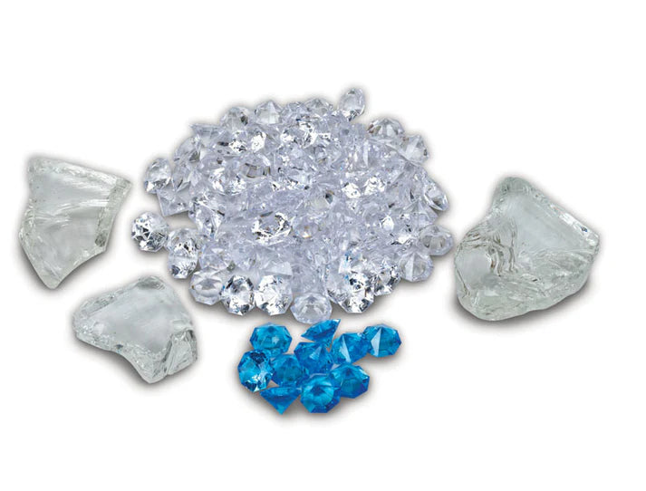 Amantii Ice Media Kit - Includes 3 large glass rocks, 95 clear diamond media, 10 blue diamond media & package of clear acrylic media -Fi-109-Diamond