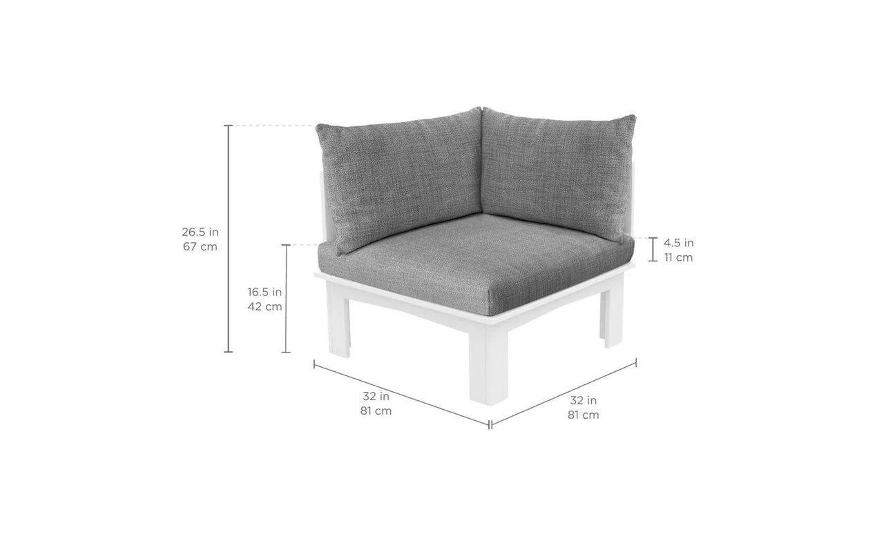 Ledge Lounger Mainstay Sectional Relaxed Left Corner (Available in 8 Resin Colors & 19 Fabrics) -LL-MS-SR-CL-WH-STD-4636