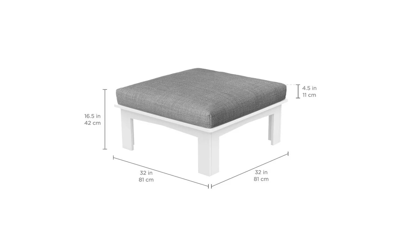 Ledge Lounger Mainstay Sectional Relaxed Ottoman (Available in 8 Resin Colors & 19 Fabrics) -LL-MS-SR-O-WH-STD-4636