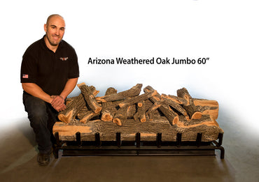 Grand Canyon Gas Logs Arizona Weathered Oak Jumbo See-Through Log Sets, 24” to 120”