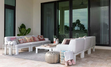 Ledge Lounger Mainstay Sectional Left Armchair (Available in 8 Resin Colors & 19 Fabrics) - LL-MS-S-LA-SET-WH-STD-4636