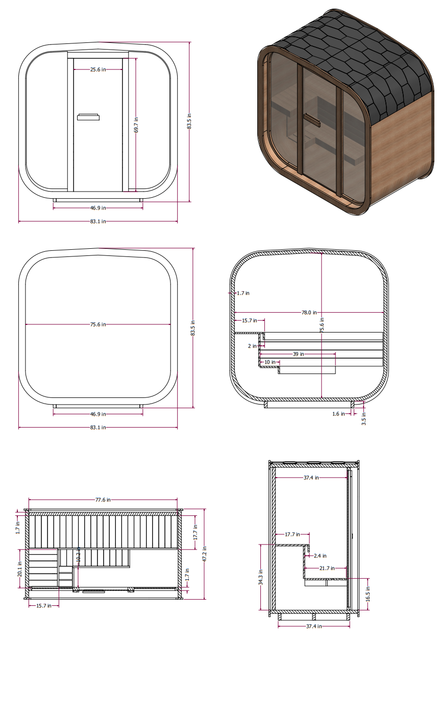 Mande Spa USA MW12 ThermoWood® Outdoor Sauna
