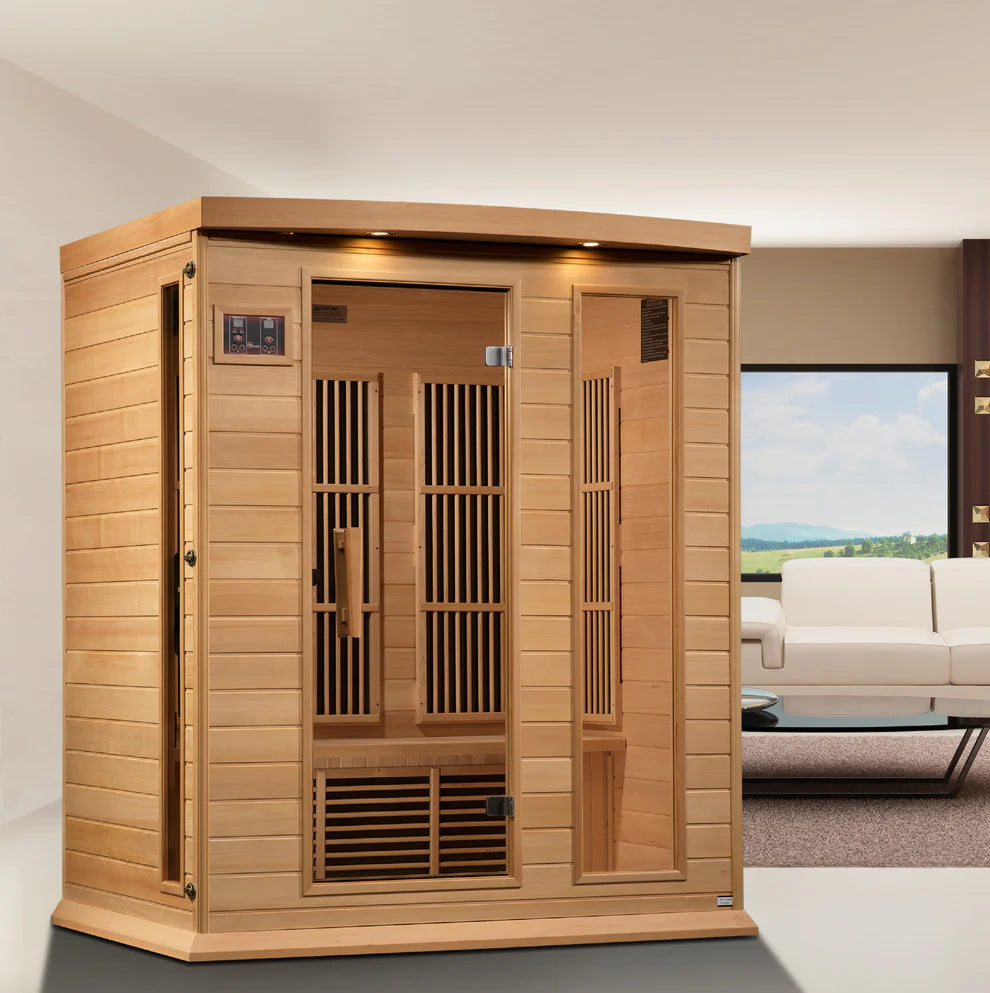 Golden Designs Saunas Maxxus 3-Person Near Zero EMF (Under 3MG) FAR Infrared Sauna (Canadian Hemlock)-MX-K306-01-ZF