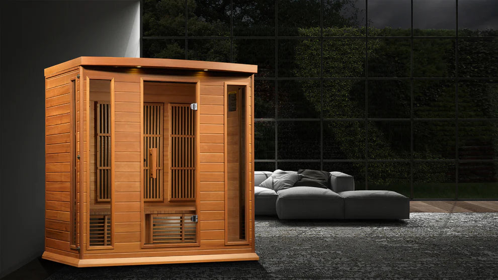Golden Designs Saunas Maxxus 4-Person Near Zero EMF (Under 3MG) FAR Infrared Sauna (Canadian Red Cedar)-MX-K406-01-ZF CED