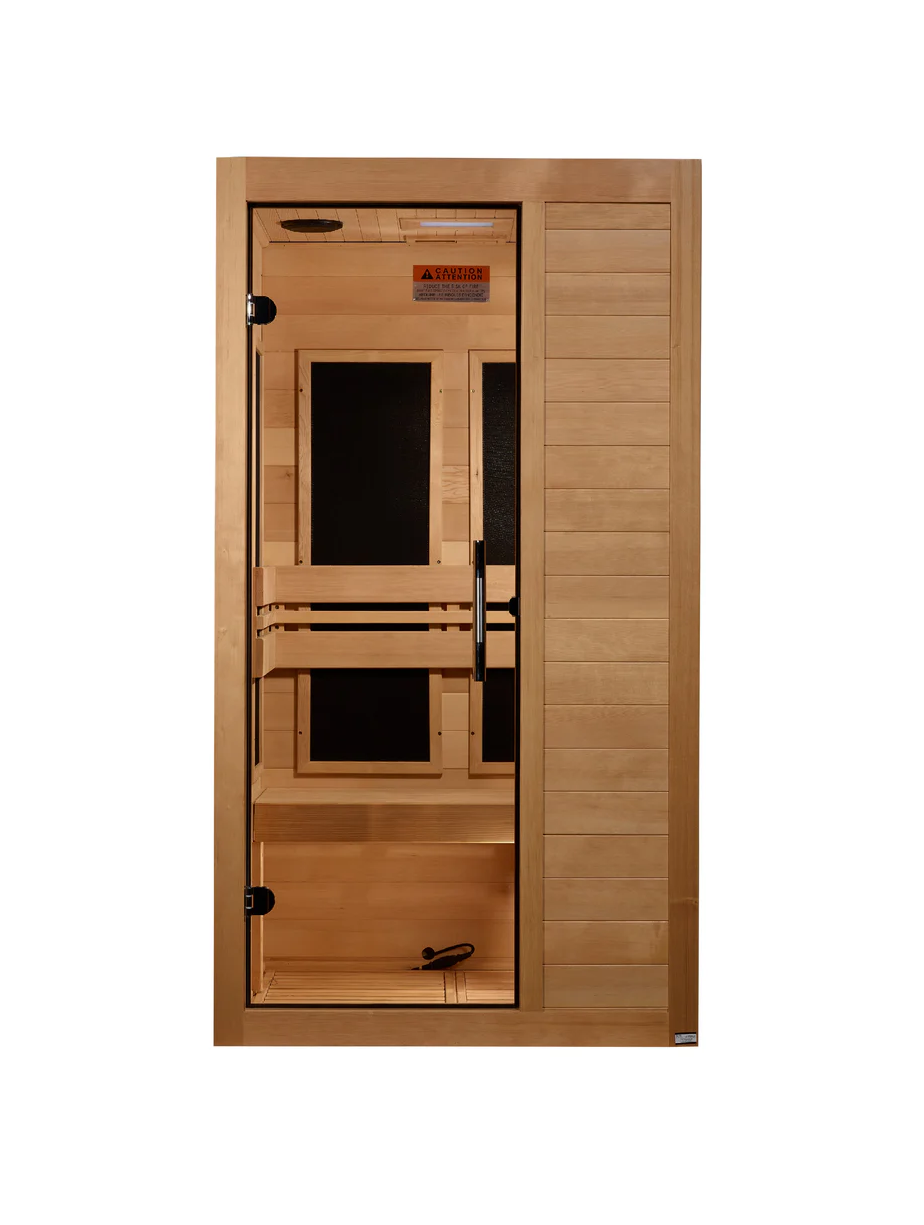 Golden Designs Saunas Maxxus S-Line Yoga 1-Person Ultra Low EMF (Between 5-10MG) FAR Infrared Sauna (Canadian Hemlock)-MX-S106-01