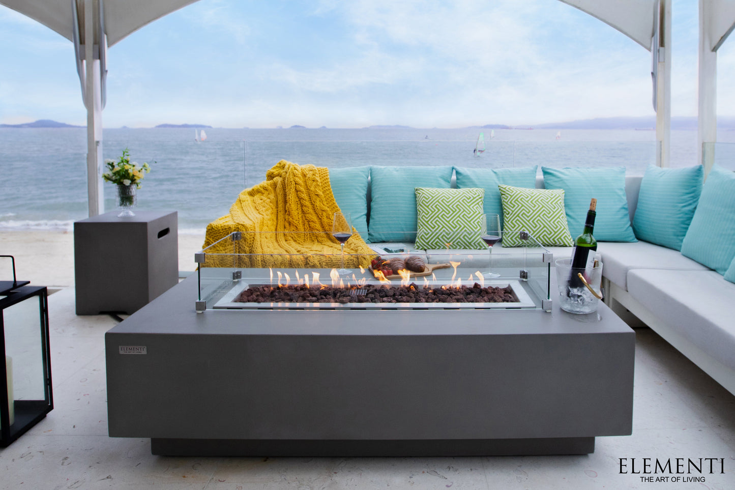 ELEMENTI - Granville 60 Concrete Fire Table- Dark Gray - OFG121DG