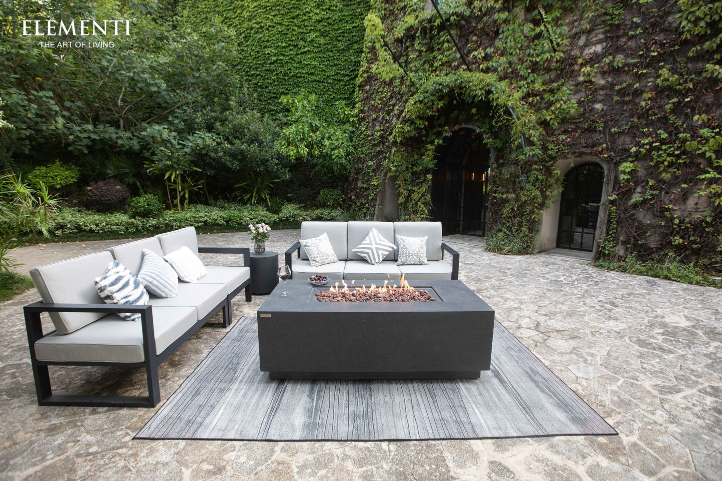 ELEMENTI - Andes 66 Concrete Fire Table with Hidden Tank - Dark Gray - OFG309DG