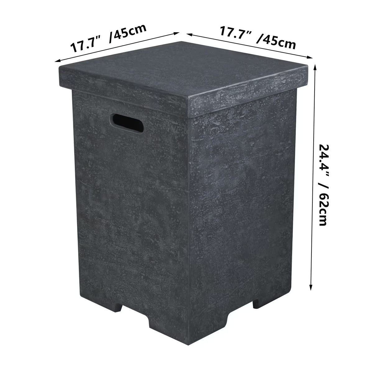 ELEMENTI - Square Tank Cover -24.4H - Dark Gray - ONB01-105DG