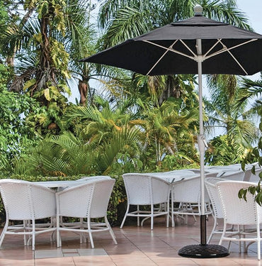 FiberBuilt Patio Umbrella with Crank Lift, 9 Foot Forest Green Canopy and White Pole - 9HCRW-Forest Green