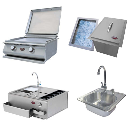 Cal Flame Laguna Q Platinum Series 3-Piece BBQ Island - GPV-3100