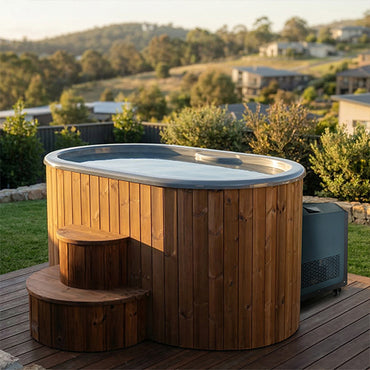 SaunaLife Model S2NC – 2-Person Immersion Tub with Natural Finish Chiller & Heater