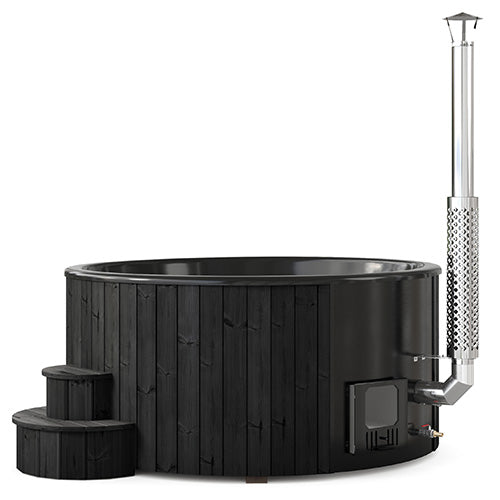 SaunaLife Model S6B SOAK-Series Wood-Burning Hot Tub, Black