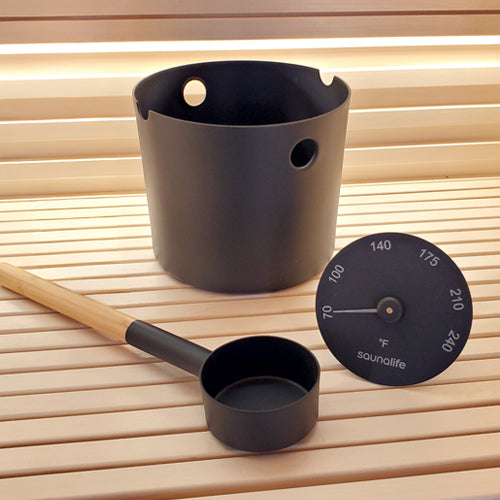 SaunaLife Accessory Package 6 Aluminum Bucket Set (Black)
