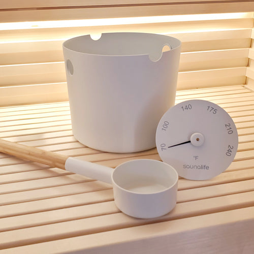 SaunaLife Accessory Package 6 Aluminum Bucket Set (White)