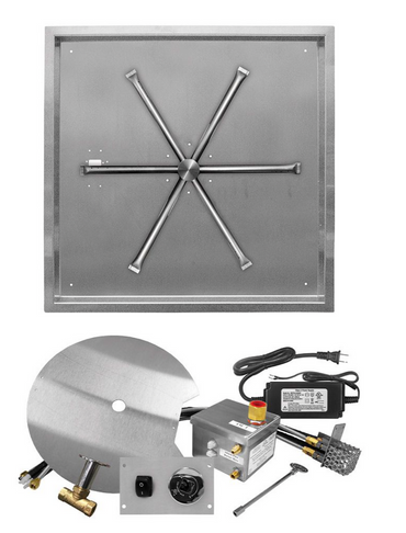 Firegear 26" Square Drop-In Thermocouple Piloted Safety Ignition Fire Pit w/22" Stainless Steel Burner - Natural Gas - FPB-26SBS22TPSI-N
