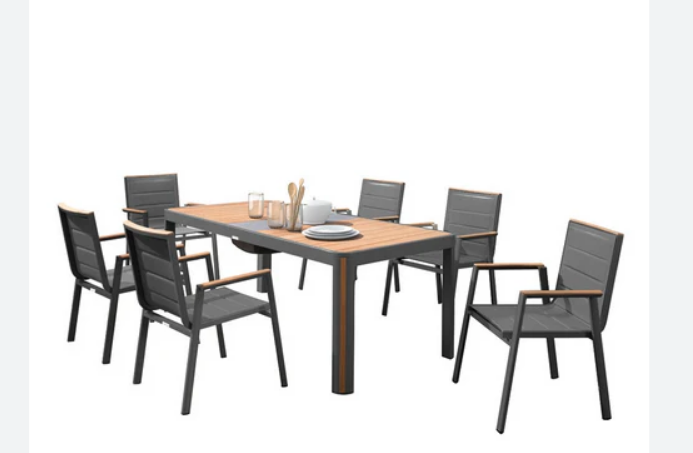 Higold Geneva Rectangular Umbrella Dining Set - Latte - 203110-064