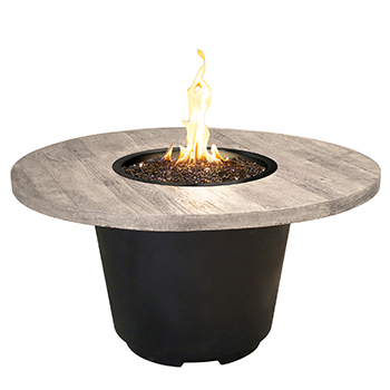 American Fyre Designs French Barrel Oak Natural Gas-Fueled Cosmo Round Firetable w/ Manual Flame Sensing Control - 645-BA-FO-M2NC
