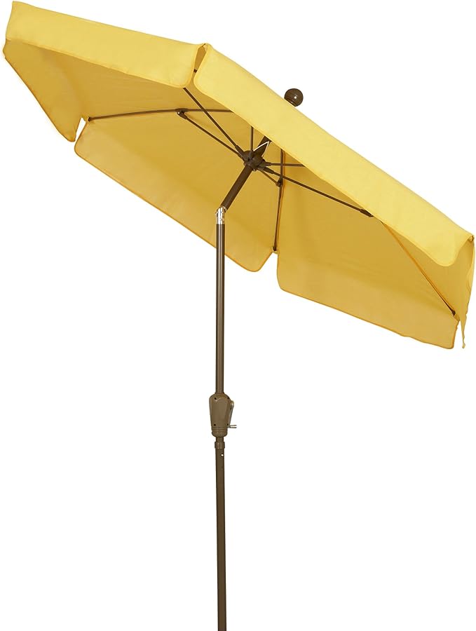 FiberBuilt Garden Umbrella with Crank Lift & Push Button Tilt, 7.5 Foot Red Canopy and Champagne Bronze Pole - 7GCRCB-T-Red