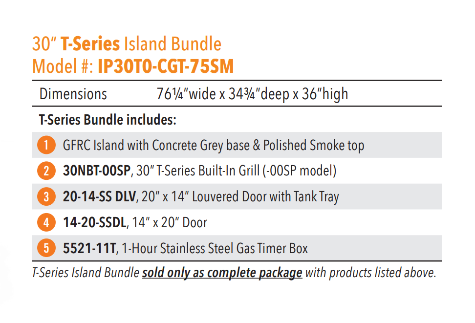 American Outdoor Grill 30” T-Series Island Bundle - IP30TO-CGT-75SM
