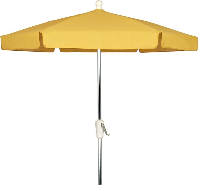 FiberBuilt Garden Umbrella with Crank Lift, 7.5 Foot Beige Canopy and Bright Aluminum Pole - 7GCRA-Beige