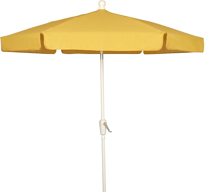 FiberBuilt Garden Umbrella with Crank Lift, 7.5 Foot Navy Blue Canopy and White Pole - 7GCRW-Navy Blue