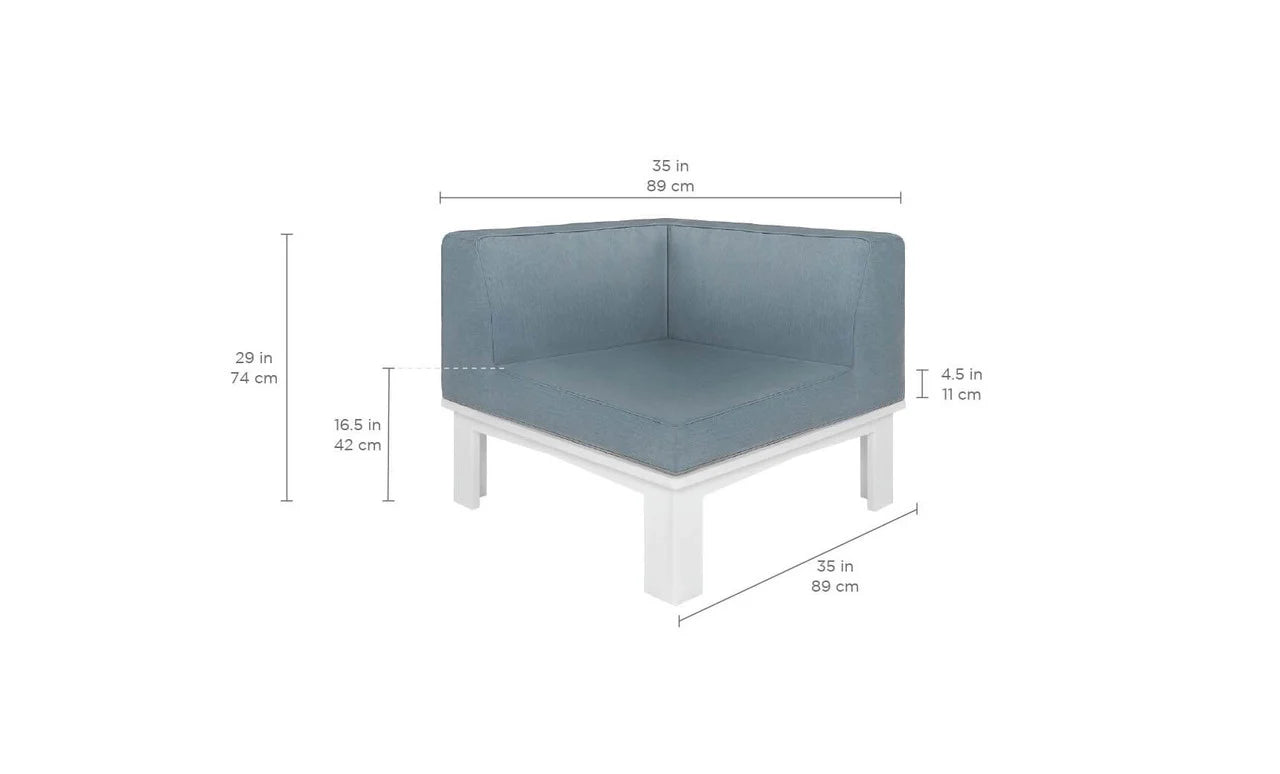 Ledge Lounger Mainstay Sectional Corner (Available in 8 Resin Colors & 19 Fabrics) - LL-MS-S-C-SET-WH-STD-4636