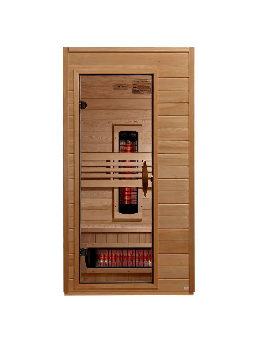 Golden Designs Saunas Dynamic Martin 1-2-Person Full Spectrum Near Zero EMF (Under 3MG) FAR Infrared Sauna (Canadian Hemlock)-DYN-6006-03 FS