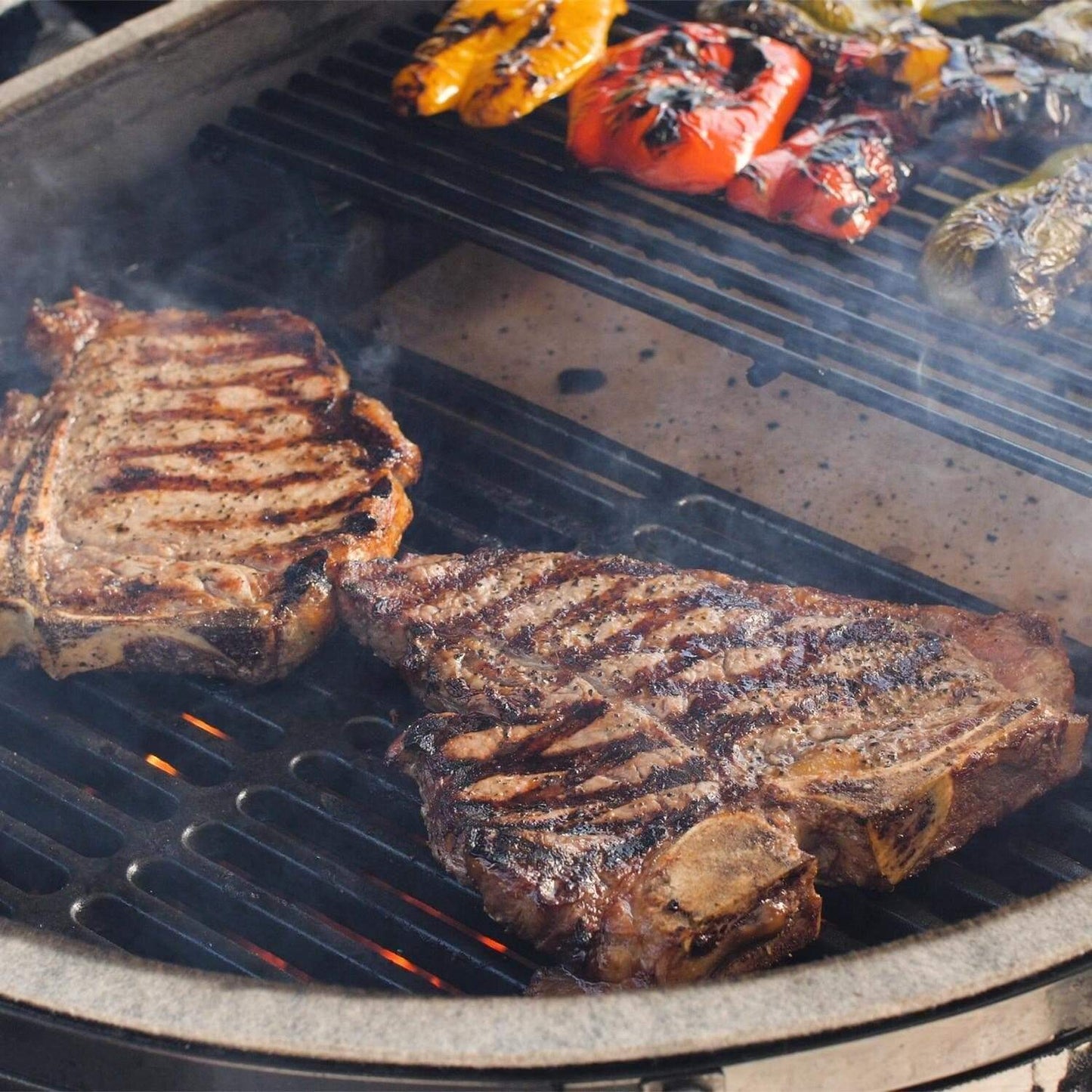 Primo Ceramic Grills Half-Moon Cast Iron Cooking (Searing) Grate, Compatible w/ Junior Charcoal Grill - PG00363