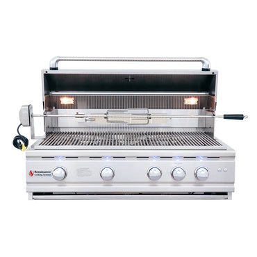 RCS 38" Cutlass Pro Grill W/ Rear Burner, Briquette Trays & Blue LEDs-RON38B LP
